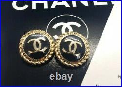 10 STAMPED CHANEL STEEL BUTTONS BALCK GOLD CC LOGO 21.7 mm 0.85 lot of 10