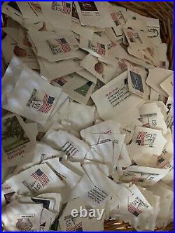 1000+ Pieces LOT OF UNMARKED US STAMPS ON PAPER 95%+ ARE 22 CENTS (1985)