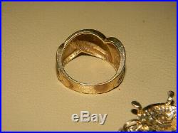 14k Yellow Gold Use Or Scrap Lot Ring & Turtle Pendant 10.9 Grams Both Stamped
