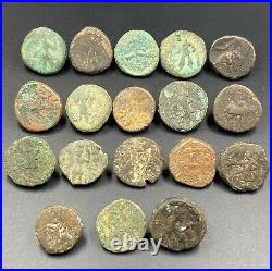 18 Lot Antique India Indo Greek Kushan Bronze Copper Currency Old World Coins