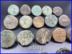 18 Lot Antique India Indo Greek Kushan Bronze Copper Currency Old World Coins