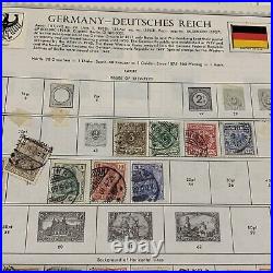 1800's-1900's LOT OF GERMAN STAMPS ON ALBUM PAGES. MINT, USED, SEMI POSTAL