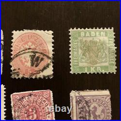 1800's GERMAN REALM LOT OF 15 DIFFERENT STAMPS SAXONY, BAVARIA, BADEN & MORE #1