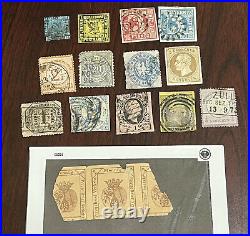 1800's GERMANY LOT OF 15 DIFFERENT STAMPS PRUSSIA, HANNOVER, BERGEDORF #1