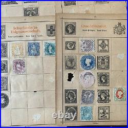 1800's WORLDWIDE STAMP LOT ON OLD ALBUM PAGES CANADA, HK, AUSTRIA SOTN & MORE