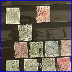 1800s MID 1900s ST. KITTS & NEVIS MINT USED STAMPS IN STOCK PAGE KGV VICTORIA