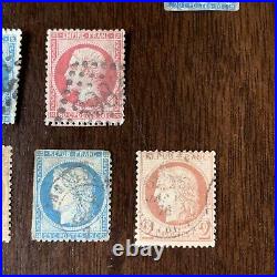 1860's 1870's FRANCE LOT OF 10 CERES & NAPOLEON STAMPS IMPERFS AND PERFS NO DUP