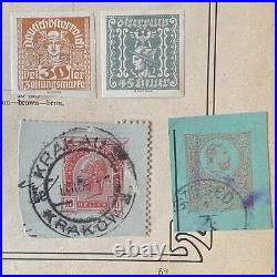 1860s-1900s AUSTRIA STAMP LOT ON FOREIGN ALBUM PAGE MINT, USED, IMPERFS, PERFS
