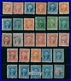 1862-1871 USA 28 Internal Revenue Stamps, F/VF, 4 MINT, 24 Used, Hinged