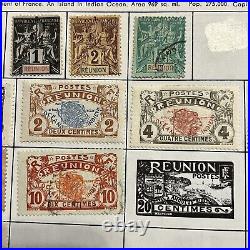 1885-1950 Reunion Mint Used Stamps Lot On Album Page Indian Ocean, Son Cancels