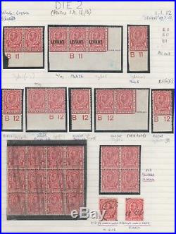 1911/12 DOWNEY HEAD 1d CARMINE/SCARLET SHADES MINT & USED COLLECTION ON 8 PAGES