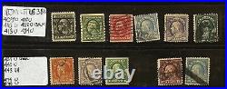 1912-1915 Us Lot Of 11 Different Washington & Franklin Stamps