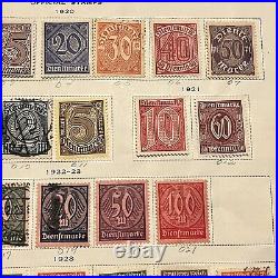 1920-1938 Germany Mint Used Stamps Lot On Album Page, Ww1 Ww2 Inflation Official