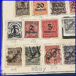 1920-1938 Germany Mint Used Stamps Lot On Album Page, Ww1 Ww2 Inflation Official