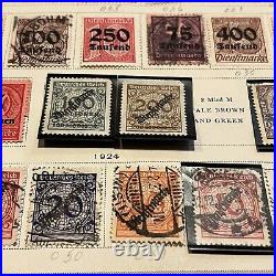 1920-1938 Germany Mint Used Stamps Lot On Album Page, Ww1 Ww2 Inflation Official