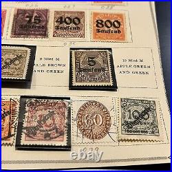 1920-1938 Germany Mint Used Stamps Lot On Album Page, Ww1 Ww2 Inflation Official