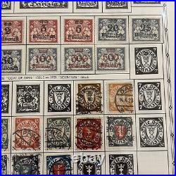 1923-1938 Danzig Mint Used Stamp Lot On Album Page Overprints, Airmail, Sotn