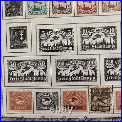 1923-1938 Danzig Mint Used Stamp Lot On Album Page Overprints, Airmail, Sotn