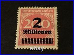 1923 Overprint Germany Weimar Republic Stamp 2 Millionen Red Stamp Mint Hinged