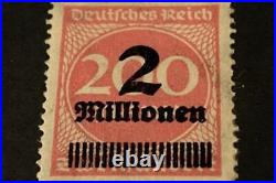 1923 Overprint Germany Weimar Republic Stamp 2 Millionen Red Stamp Mint Hinged