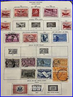 1926-1950s US AIRMAIL AND SPECIAL DELIVERY STAMPS LOT ON ALBUM PAGE INCL. C7-C12