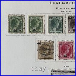 1928-1939 Luxembourg Mint Used Stamps Complete Album Page Ovpt Sotn Rampant Lion