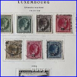 1928-1939 Luxembourg Mint Used Stamps Complete Album Page Ovpt Sotn Rampant Lion