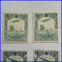 1936-37 Manchukuo China Stamps #c2-c4 Airmail Lot Of 6 (5 Mint Og, 1 Used)