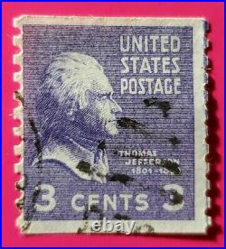 1938 THOMAS JEFFERSON VINTAGE U. S. 3 Cent Stamp Lot RARE 2 STRAIGHT EDGES (NM)