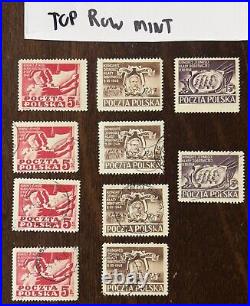 1948 Poland Stamps #445-447 Lot 10 Mint Used Stamps Working Class Unity Congress