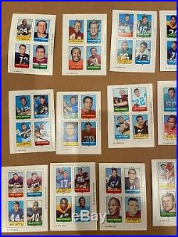 1969 topps football 4 in 1 stamp card/insert-LOT of 33- Namath, Sayers, Griese