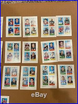 1969 topps football 4 in 1 stamp card/insert-LOT of 33- Namath, Sayers, Griese