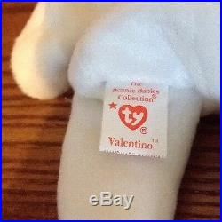 1993-1994 Vintage Valentino The Bear TY Beanie Baby Tush Stamped 108 MINT