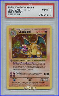 1999 Base Set 1st Edition Charizard 4/102 Holo PSA 9 MINT Shadowless Thick Stamp