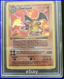 1999 Pokemon 1st Edition Charizard Shadowless Holo PSA 9 Mint Thick Stamp