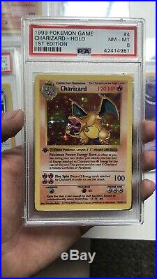 1999 Pokemon #4/102 1st Edition Shadowless Charizard PSA 8 NM-MINT THICK STAMP