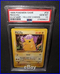 1999 Pokemon Base Set Pikachu (Yellow Cheek) E3 Stamp Promo PSA 10 Gem Mint