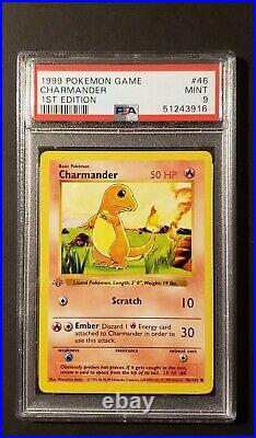1999 Pokemon Game Charmander 1st Edition Gray Stamp 46/102 PSA 9 Mint