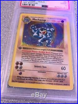 1999 Shadowless 1st Edition Machamp 8/102 Thick Stamp PSA 9 MINT Rare Pokemon