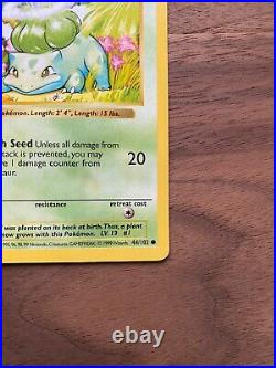 1st Edition Base Shadowless Gray Stamp Bulbasaur 44/102 NM/Mint Pokemon Card