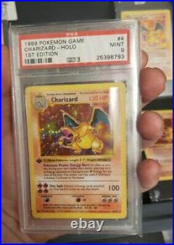 1st edition thick stamp PSA 9 shadowless charizard pokemon card lot