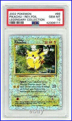 2002 Pokemon Legendary Collection Pikachu Reverse Holo Rare #86 PSA 10 GEM MINT