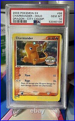 2003 Pokemon EX Dragon Charmander City Championships Promo 98/97 PSA 10 Gem Mint