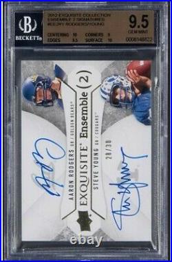 2012 Exquisite Collection Ensemble 2 Signatures Aaron Rodgers/Steve Young Autos
