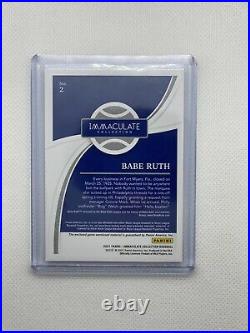 2021 Panini Immaculate BABE RUTH Gold Game Used Memorabilia Patch #/10 HOF SSP