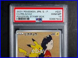 2021 Pokemon Japanese S Promo Pokemon Stamp Box Pikachu #227 PSA 10 GEM MINT