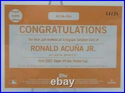 2021 Ronald Acuna Topps All Star Rookie Cup Orange Holofractor Auto Vari Sp /25
