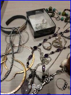 490 g sterling silver jewelry lot, pre owned, wearable, all stamped, beads