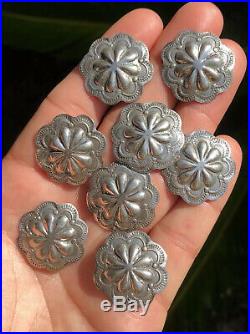 8 Old Pawn Navajo Native American Stamped Sterling Silver Concho Button LOT