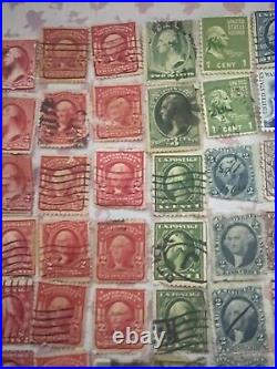 86x Vintage 1900's George Washington Used Stamp Lot 1 Cent, 2 Cent, 3 Cent +